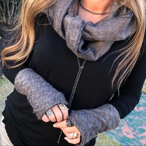 Smoke Skinny Scarf Boho 100% Wool from Nepal